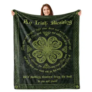 Irish Flannel Blanket Gift, Perfect for St Patrick's Day Anniversary Wedding, Celtic Irish Women's Gift, Irish Decoration, Slogan Print Blanket