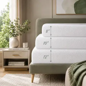 【On Sale】Yaheetech 8/10/12in Memory Foam Mattress Cooling Fiberglass free with 3 Foam Layers Gel Infused Green Tea Scent Medium Firm Twin Full Queen Size Ready in a Snap Body Hugging Comfort Cooler Fresher Nights, CertiPUR-US Certified
