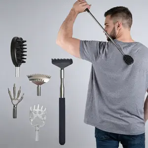 5 Packs Extendable Cactus Back Scratcher Set, Cute Cartoon Design, ABS Material, Black Long Handle, 60.96cm, Home Use, Unisex, Bestseller