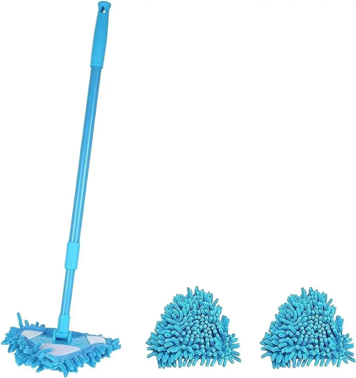 180° Rotatable Adjustable Triangle Cleaning Mop, Wet and Dry Mops with Extendable Long Handle, Cleaning Mop with 2 Reusable Mops