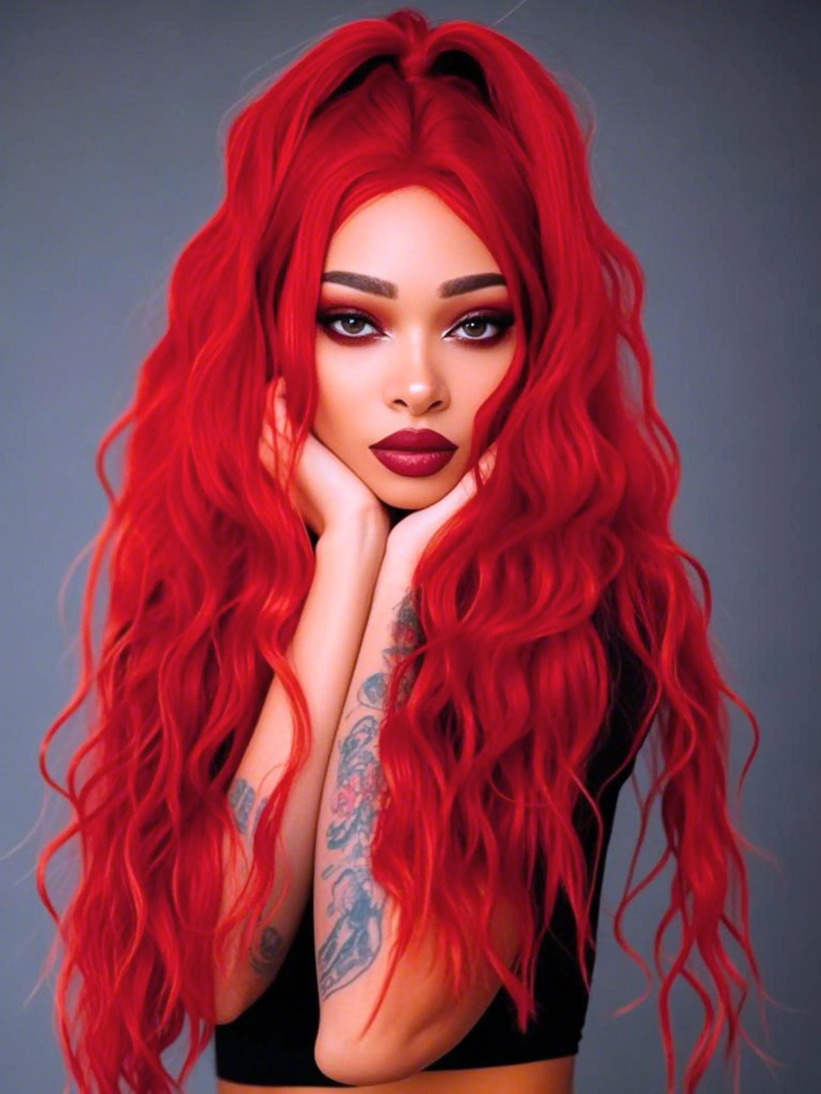 Bright Red Premium Synthetic Lace Front Wigs Deep Wave Natural Density Preplucked Hairline 13x4 HD Transparent Lace Wig Lace Frontal Wigs Wigs for Party Christmas Halloween 32 Inch Deep Wavy Wigs Synthetic Fiber Wig