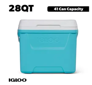 Igloo 28 QT Laguna Hard-Sided Ice Chest Cooler, Aqua Blue and White