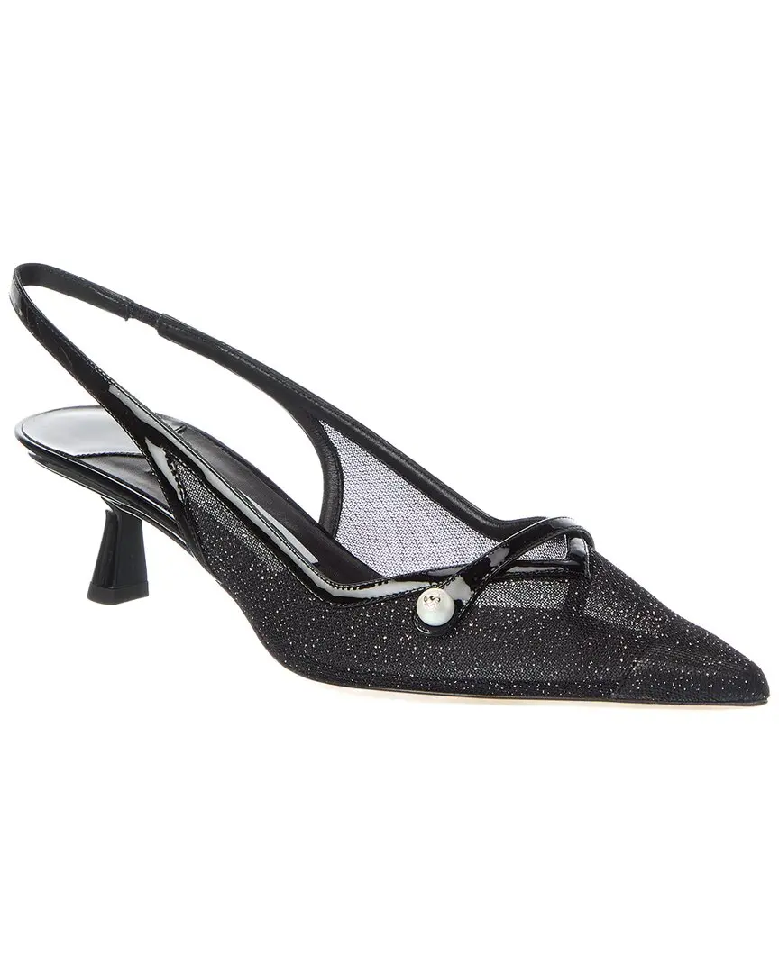 Jimmy Choo Amita 45 Glitter Mesh & Patent Slingback Pump
