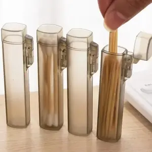 Clear Travel Toothpick Case Reusable Cotton Swab Holder Portable Storage Box Kitchen Home Storage