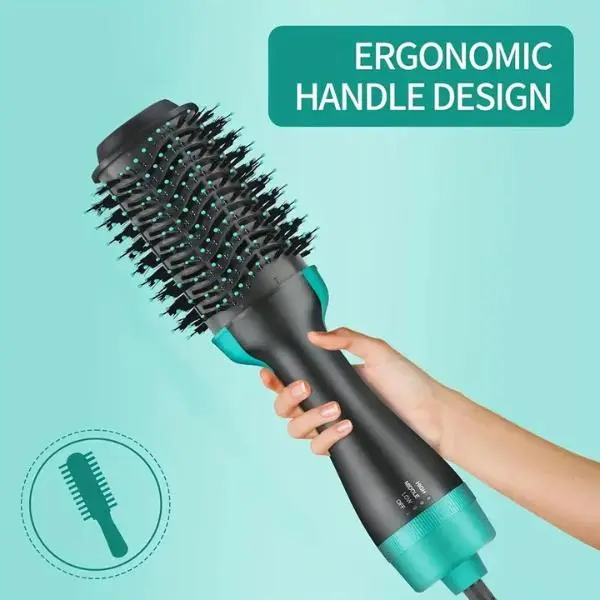 Thermal Blowout Brush and 4-in-1 Hot Air Styler for Salon Results, Ionic Frizz Control with Ergonomic Handle & Adjustable Temperature, Blowout Hair, Hair Dryer Brush, Straightening Curly Hair, Ionizer