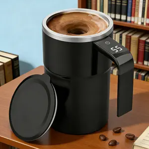 Electric Self-stirring CoffeeCup, 400ml Coffee Mug with Lazy Rotating Magnet Design, Stainless Steel Automatic Stirring Reusable Travel, Rechargeable Mixing Cup for Brewing Coffee/Milk/Cocoa at Office/Kitchen/Travel, Gifts