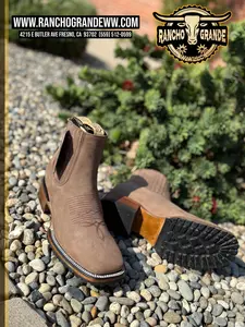 911 Nobuck Camel Leather Square Toe Chelsea Boots Ankle Casual Botin / Botas / boots S/Tractor