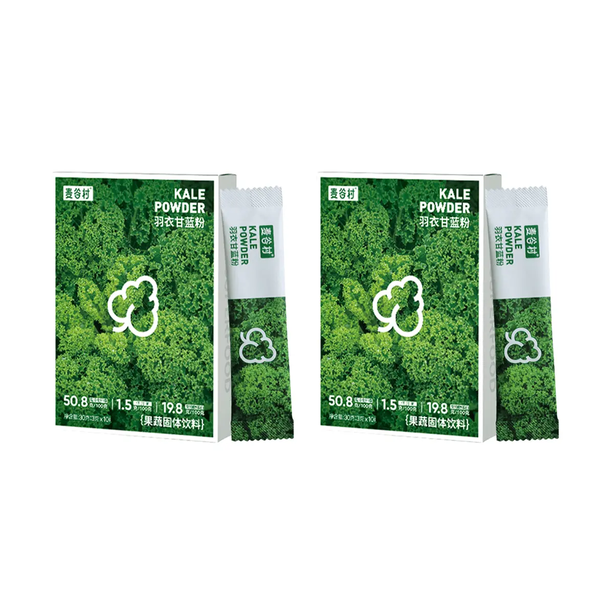MAI GU CUN Kale Powder Sticks - Natural, Zero Sugar, No Additives, High Fiber & Protein, Matcha Flavor, 20 Packs
