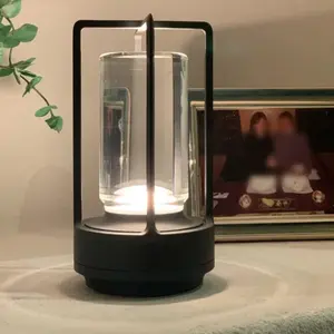 Crystal Lamp Rechargeable Portable Metal Touch Small Desk Lamp 3Color Stepless Dimming Crystal Lantern Suitable bedrooms Bars cafes Camping