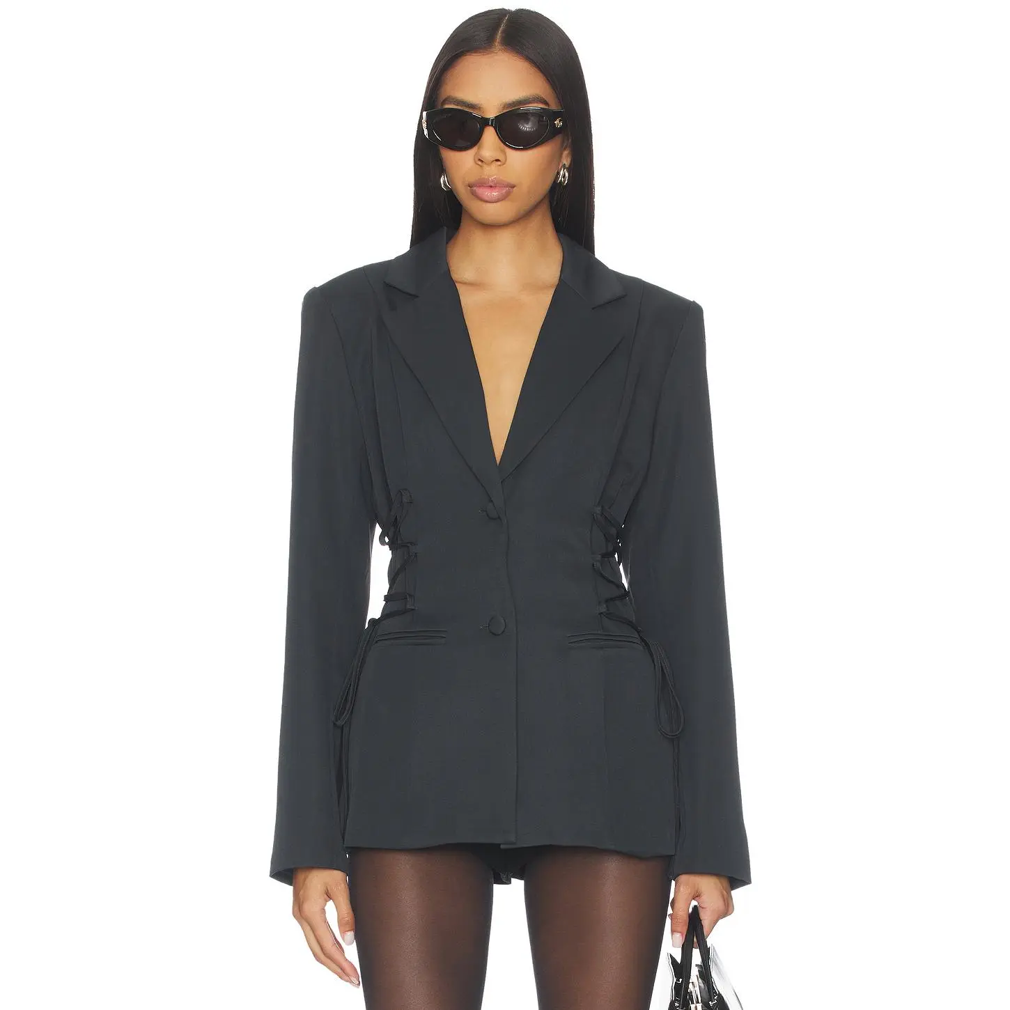 superdown Jennifer Lace Up Blazer in Grey
