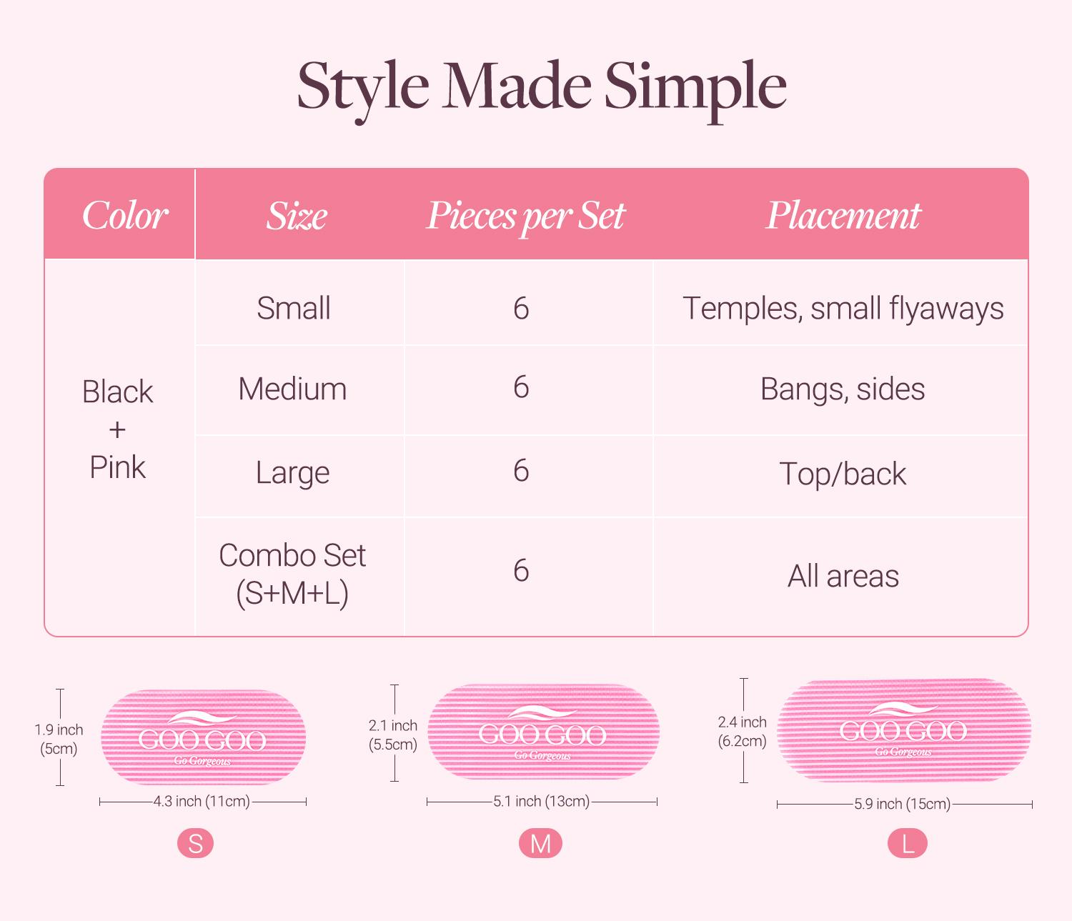 GOO GOO Hair Velcro Grippers 6PCS – Hair Extensions, Non-Slip Hair Holders for Sectioning & Styling, Flyaway Control, Soft & Reusable for Fine, Thick and Curly Hair, Men and Women, Salon and DIY