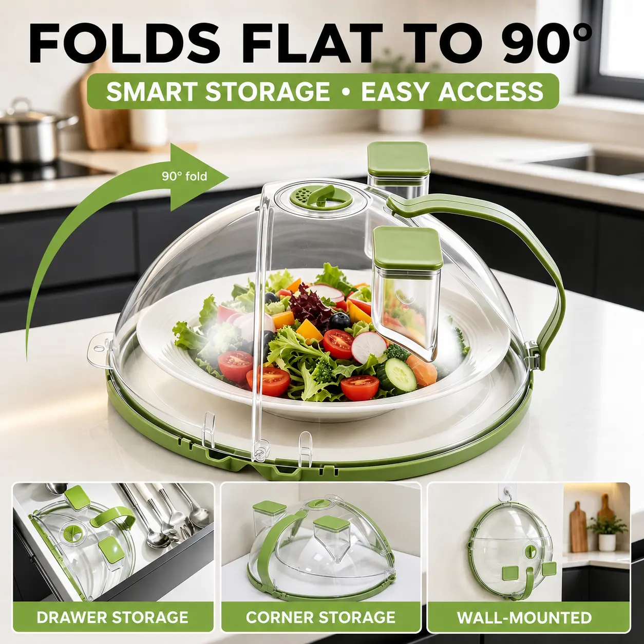Microwave Splatter Cover with Water Steamer, Upgraded Foldable 10 Inch BPA-Free Plastic Microwave Cover for Food with Handle, Space-Saving Splatter Guard for Microwave, Clear Dishwasher Safe Kitchen Gadget for Home