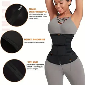 Women's Solid Zip Front Waist Trainer, Corset, Trimmer Belt, Waist Cincher, Tummy Control Shaper, Waist Trimmer, Yoga & Fitness Equipment, Shapewear Tummy Control, High Waisted Shapewear, Please Purchase One Size Smaller