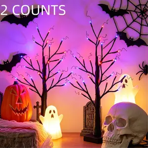 24inch Ghost Tree LED Light, 24 Leds, USB/battery Powered, Timed, Halloween Decor, DIY Indoor Lighting, Bedroom Room Landscape, Spooky