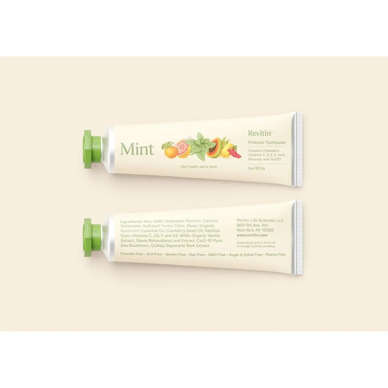 Mint Travel 3-Pack of 1oz Revitin Mint Toothpaste  Fluoride-Free,  No SLS, Gluten Free, Dye Free, GMO Free, No Sweeteners | Non-Toxic, Kid Approved, Pack of 3