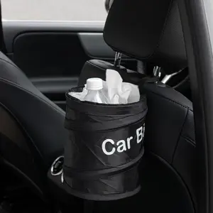1Pc Compact Black Foldable Car Trash Can - Leak Proof, Durable Oxford Cloth Trash Can With Easy to Hang Design, Suitable for Car, Camping, Picnic, And Office Use, Car Trash Can