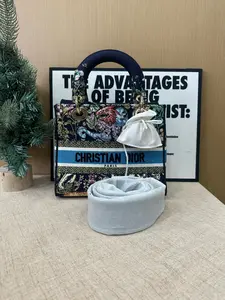 Pre-owned Dior Floral Embroidery Lady Five Compartment Bag – Date Code 0232 – Size 24cm x 19.5cm x 12cm