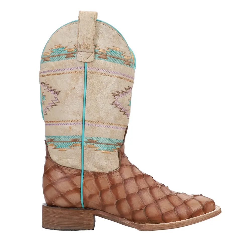 ROPER Womens Bite Pirarucu Print Square Toe Casual Boots Mid Calf Low Heel 1-2" - Brown ROPER Womens Bite Pirarucu Print Square Toe Casual Boots Mid Calf Low Heel 1-2" - Brown