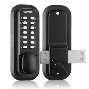 【fathersdaygift】VEVOR Mechanical Keyless Entry Door Lock, 14 Digit Keypad, Outdoor Gate Door Locks Set with Surface-mounted Latch, Water-proof Zinc Alloy, Keypad and Knob, Easy to Install, for Garden, Garage, Yard