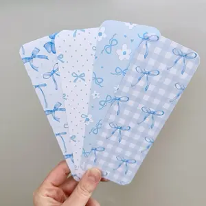 Blue Coquette Bows Bookmarks | Bookish Merch | Decorative Bookmark cardstock bookmark