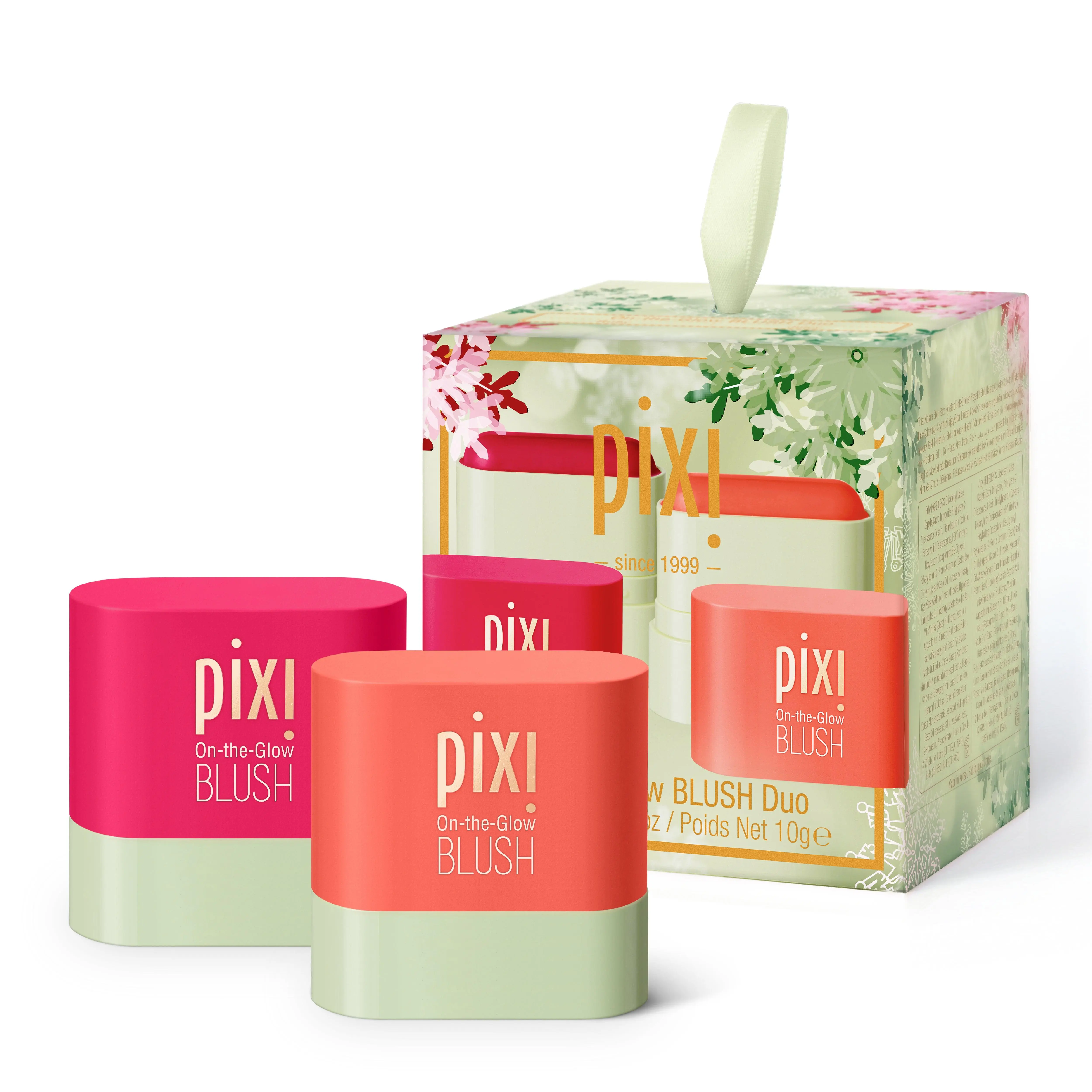 Pixi On-the-Glow BLUSH Duo Compact Cosmetic Gift Set - Petite Sizes, Ruby & Juicy Shades, Hydrating Solid Tints for Cheeks & Lips, Enriched with Ginseng, Aloe Vera & Fruit Extracts for Radiant Dewy Glowy Makeup