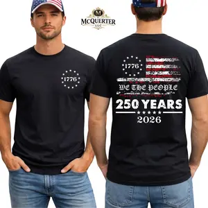 USA 250 Years T-Shirt – We The People 250 Years Graphic Tee, 1776 2026 Patriotic Flag Back Print, USA Anniversary Gift Apparel for Men and Women, 4th Of July Day Shirt