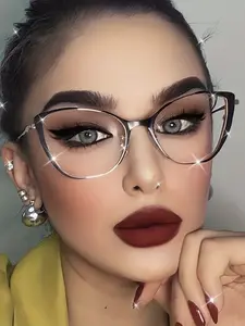 Vintage Cat Eye Blue Light Blocking Glasses Frame, Trendy Frames, New Metal Trendy Eyewear, High-End Style, Fashionable Sunglasses for Men & Women, Stylish Trendy Eyewear, Stylish Eyeglass