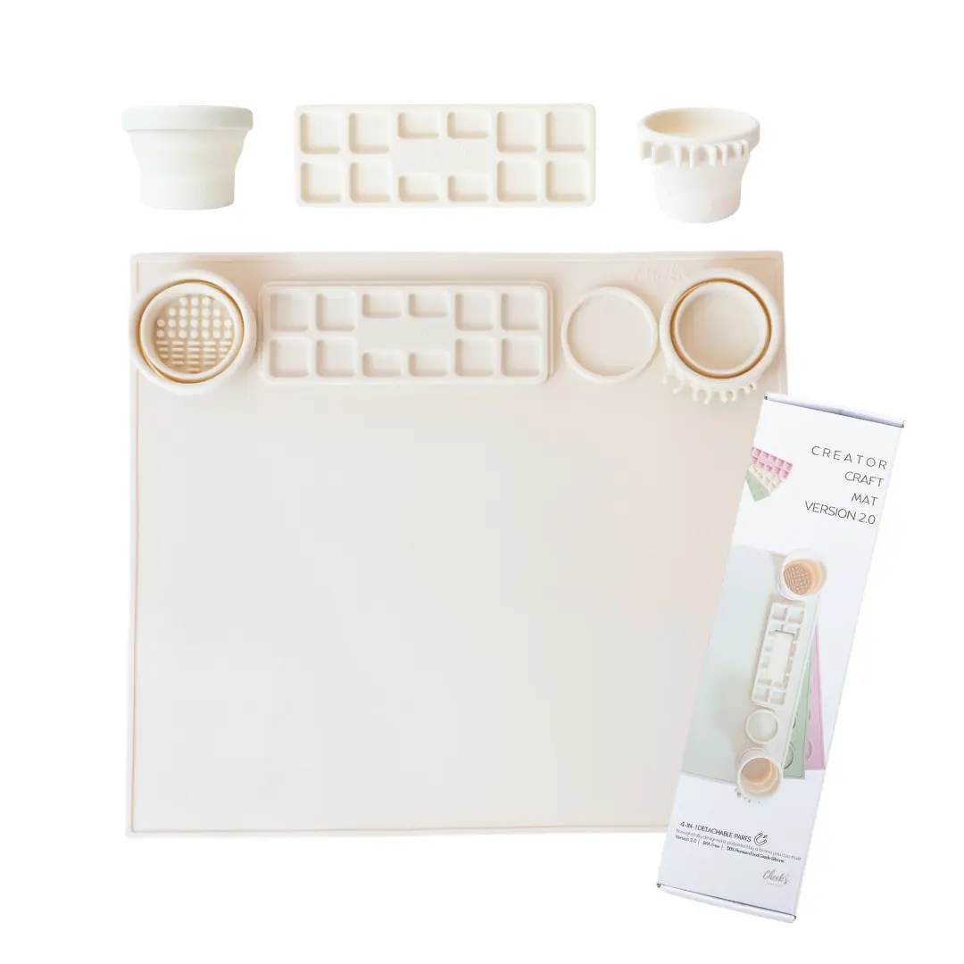 Creator Mat 2.0™ | Silicone Craft Mat with Collapsible Cup — Oatmilk