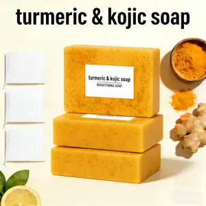 3pcs Lemon Turmeric Kojic Soap Set - Dark Spots Remover Brightening Deep Cleaning Moisturizing Skincare Body Care for All Skin Types