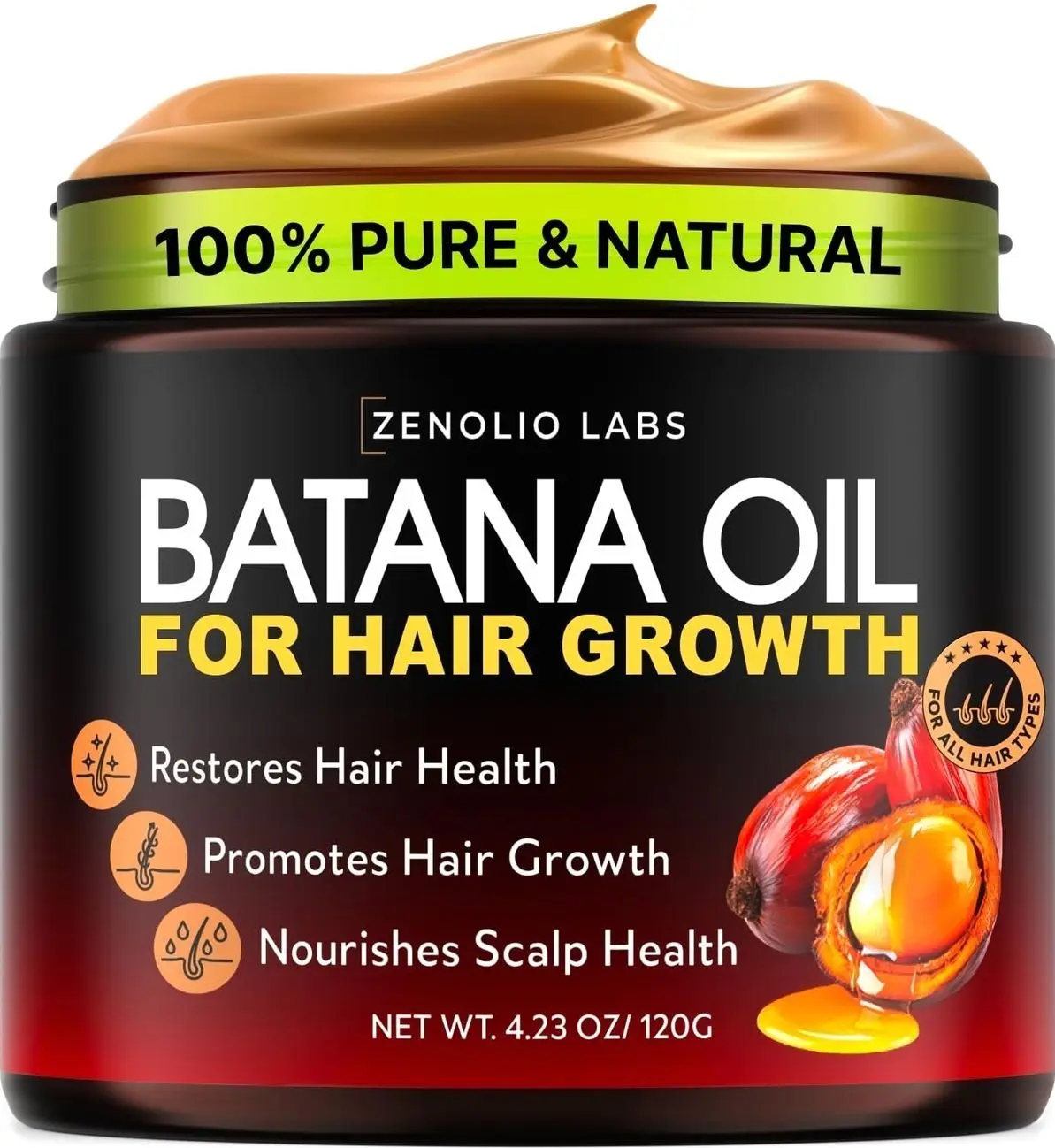 Batana Oil for Hair Growth - Pure & Unrefined - Raw Natural Dr. Sebi Botana Oil - Scalp Health, Strengthens, Thickens & Hydrates - Repairs Split Ends - Prevents Hair Loss for Men & Women