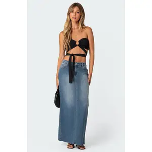 Edikted Women's Zia Ribbed Ring Tie Crop Top