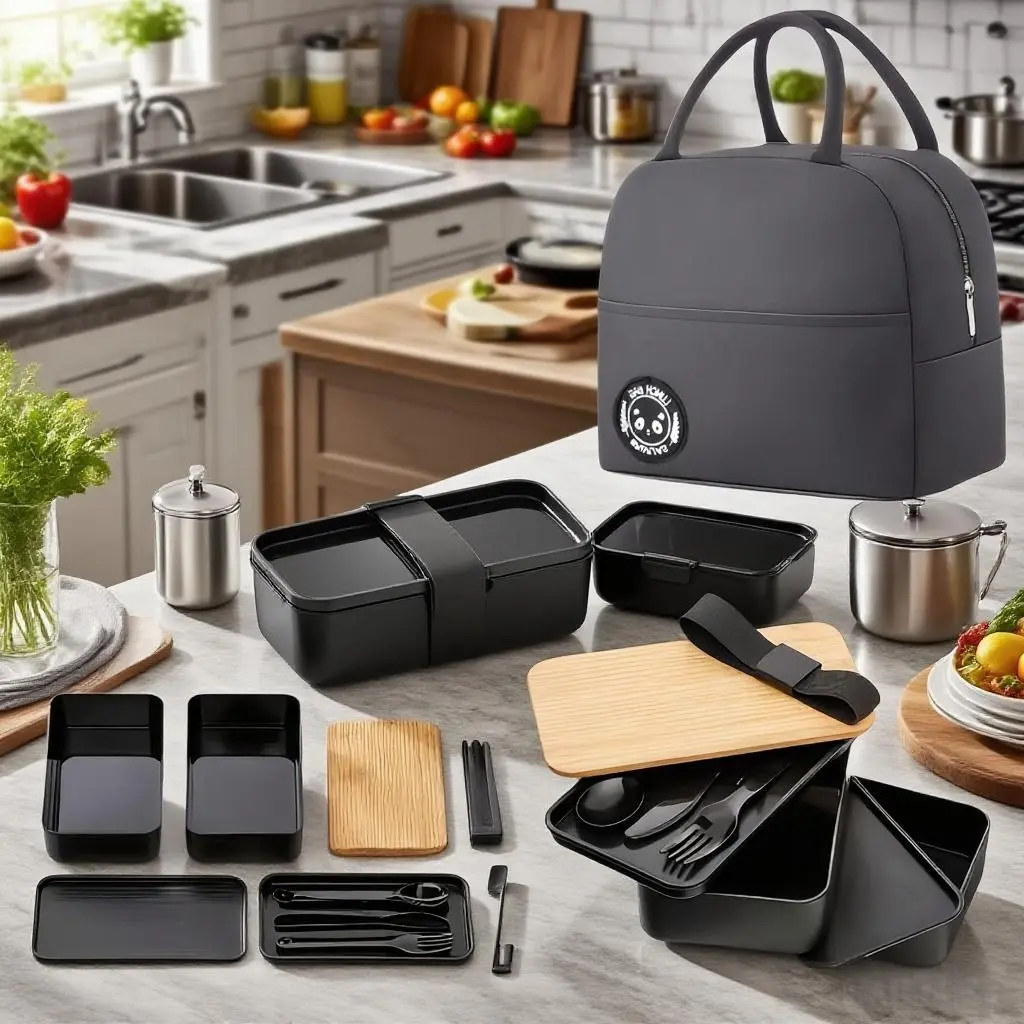 Portable Bento Box Set, Insulated Lunch Containers, Meal Prep Lunch Box, Dual-Layer Leak-Proof Lunch Boxes with Fork, Thermal Insulated Bag, Japanese Style, Ideal for School, Office, Leakproof Insulated Lunchbox