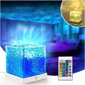 Wave Projector Light, Abient Lighting Luinor Cube Norrn Lights Projector with 16 Colors and Dynaic  Effect for Living Roo Bedroo Decor, Christas Gifts for Teens
