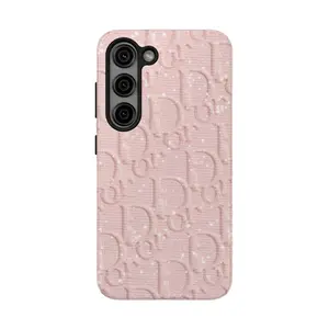 Monogram Chic Embossed Phone Case - Luxury Urban Noir Edition for Samsung S21-S25 Ultra