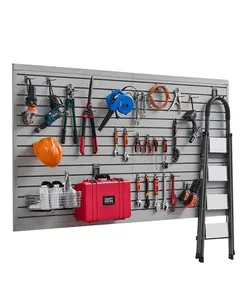8 x 4 Ft Slat Wall Paneling PVC Grey For Garage Walls, Slatwall System With Accessories, Easy Installation, Durable Wall Organizer, Space Saving Garage Storage Solution For Home Garage Organization, Tool Storage, And DIY Projects