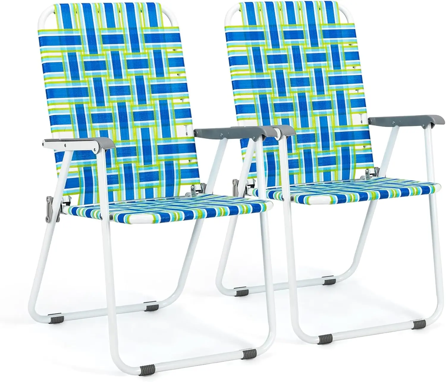 VINGLI Patio Lawn Webbed Folding Chairs set of 1/2/4, Outdoor Beach Portable Lawn Chair Camping Chair Beach Chair for Yard, Garden Dining