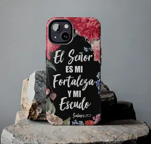 El Señor Es Mi Fortaleza Spanish Christian Verse Floral, iPhone 16 15, 14, 13, Pro Max Tough iPhone Phone Case, Mobile Phone Case Protection Gift