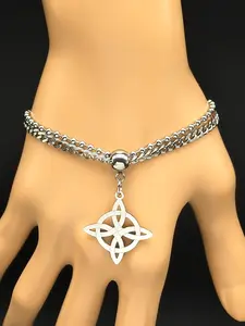 Lucky Knot Design Bracelet Chain, Stainless Steel Irish Symbol Protection Amulet Jewelry, Stackable Bracelets, Trendy All-match & Exquisite Jewelry for Gift