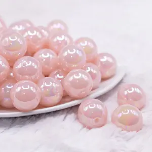 20mm Cotton Candy Pink Jelly AB Acrylic Chunky Bubblegum Beads