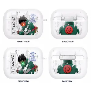 Anime Rock Lee AirPods Case with Keychain, Frosted PC Protective Cover for AirPods Pro, Funny Manga Earbuds Case Gift for Him Her