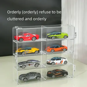 Transparent Staircase Display Box for Toy Car Models, 1:64 Scale Alloy Model Cars Storage Organizer, 8 Grid Collectible Holder