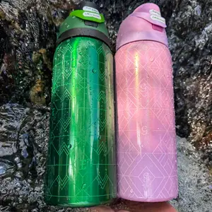 Ow-Dual-drink outdoor sports water bottle with straw,32oz/945ml, perfect for outdoor camping/cycling. Features a one-handed opening design, double-walled vacuum insulation, and a snap-lock portability. Keeps ice cubes warm for 8-12 hours without melting