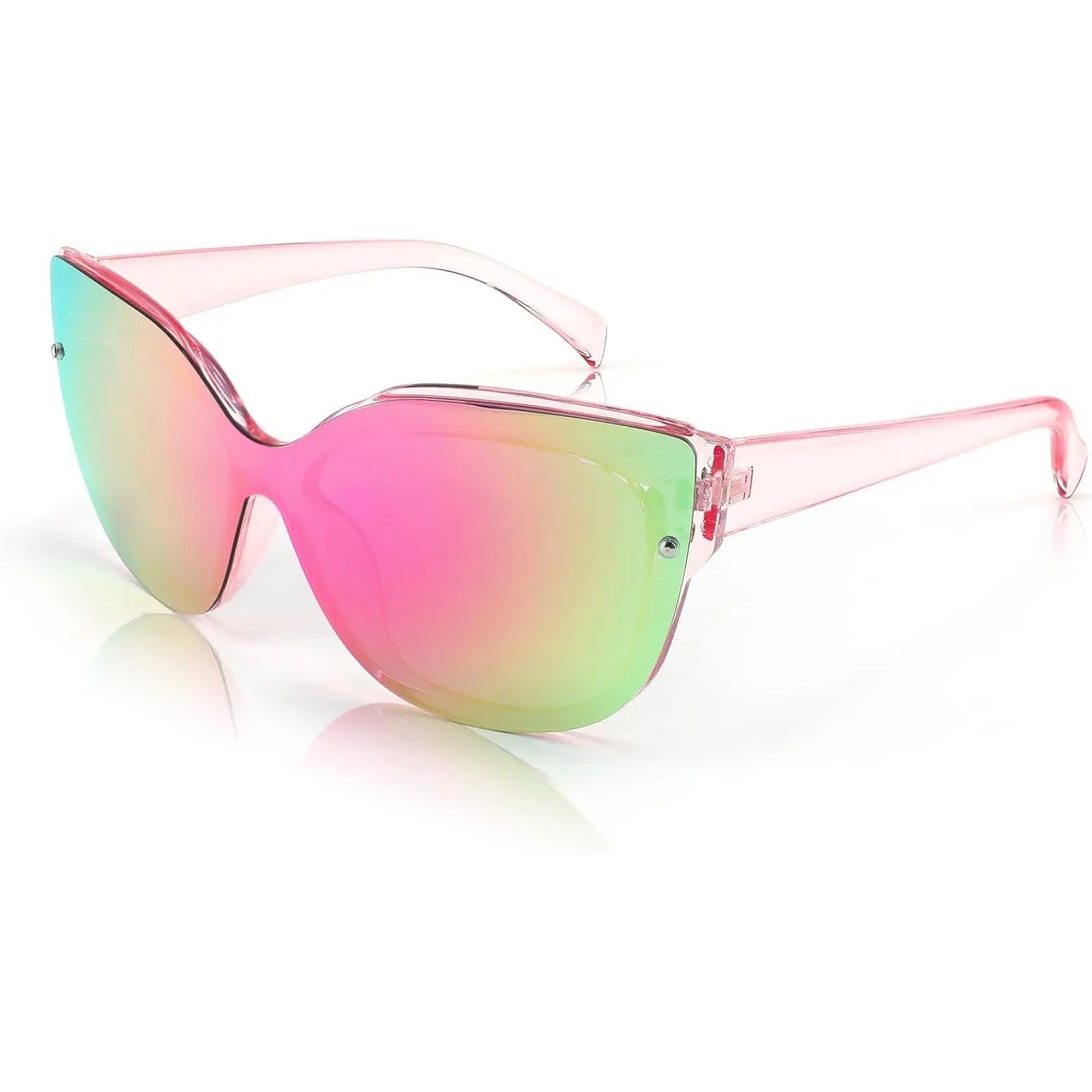 FEISEDY Polarized Rimless Mirrored Cat Eye Sunglasses - Oversized Trendy Retro Stylish Accessories for Women, Men's Sunglasses B2796