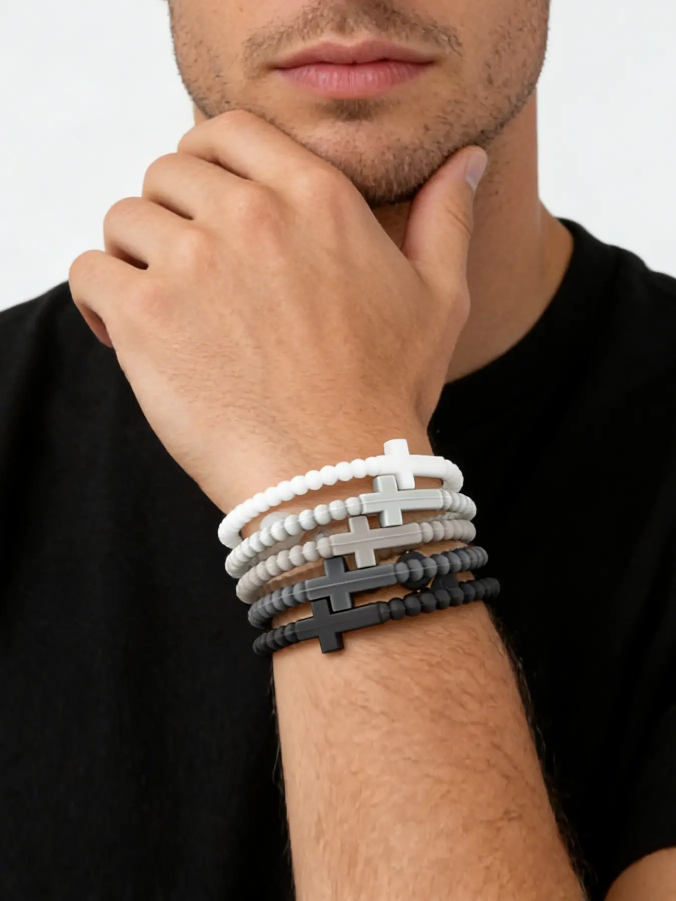 4pcs Simple Cross Bracelets, Silicone Thin Bands, Unisex Couple Bracelets, Fashionable Bracelet, Suitable for Daily Wear and Parties, Fashion Cross Bangle, Bracelet Sets, Bangles Bracelets Set, Bracelet Bundle