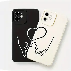 Couple Hand Holding Pattern Phone Case, 1 Count Anti-drop Total Protective Shockproof Phone Cover for iPhone 11 12 13 14 15 16 Series