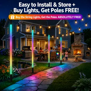 6.6ft Long RGBIC LED Light Bars with RGBIC LEDs, Dynamic Glow Chasing Mode, Music Sensor, IP68 Waterproof Heat-Resistant Design, Dual Control, Outdoor Safe for Summer Patio BBQ Nights, Backyard Gatherings