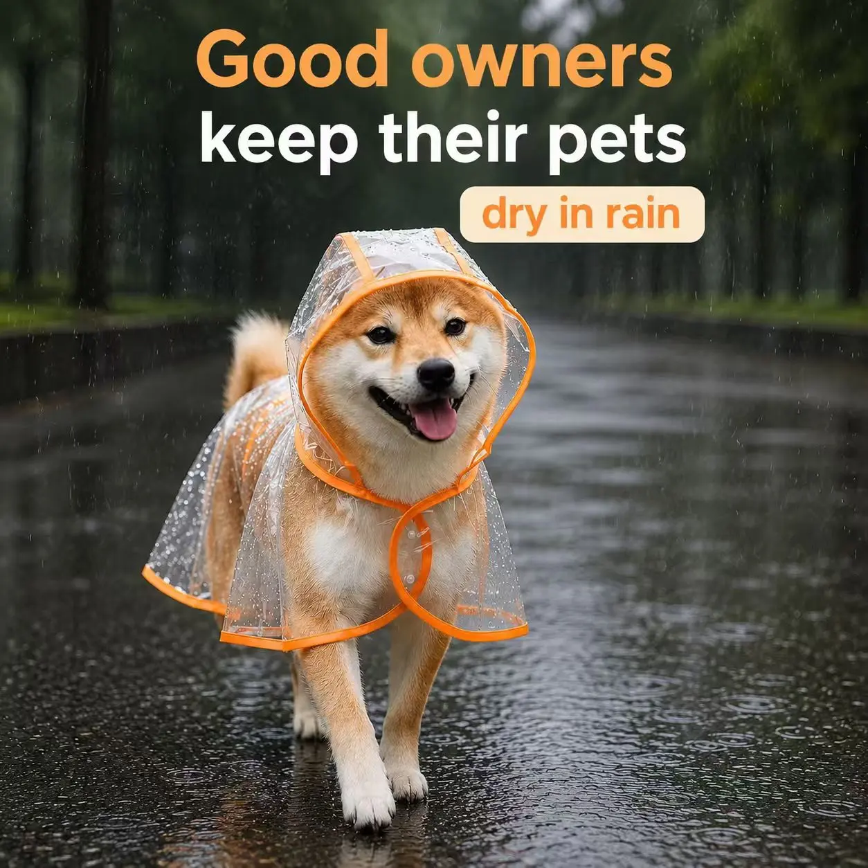 Transparent Universal Dog Raincoat - Waterproof, Windproof, Easy to Wear, Leash Hole, Unobstructed Visibility, Adjustable Loose Fit, No Defecation & Urination Restriction - For Small, Medium, Large, 2XL Dogs (Chihuahuas to Labradors)