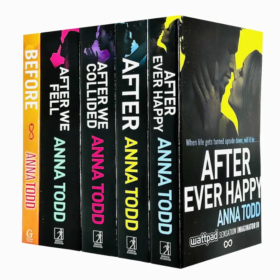 The Complete After Series Collection 5-Book Box Set by Anna Todd (After, After We Collided, After We Fell, After Ever Happy, Before) - English Romance Paperback for Romance Readers, 593 Pages, Each Book Explores Tessa and Hardin's Evolving Relationship, E