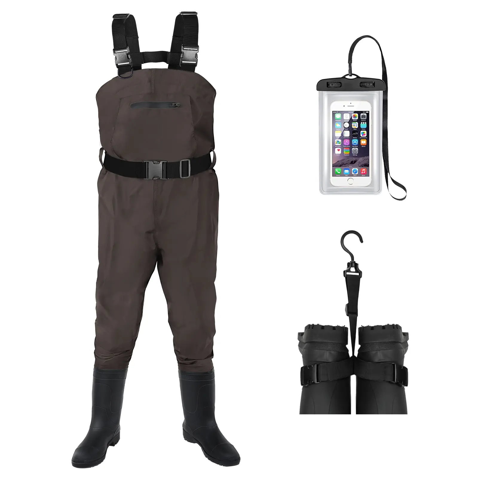 Dikasun Men's Full-Length Bootfoot Chest Waders - 210D Nylon, Waterproof, Lightweight, Breathable Wading Gear for Fishing, Duck Hunting, Professional Outdoor Style Multi-Size Sports Clothing