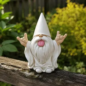 Rustic-style weather-resistant resin gnome statue for outdoor garden decor, cute tabletop ornament, whimsical garden figurine, charming home decoration, perfect gift for music lovers, gardeners, fairy garden enthusiasts, and collectors